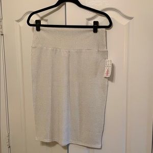 Lularoe med Cassie rare white black pin dot skirt